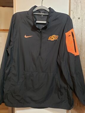 Oklahoma State University Jacket Windbreaker 1/4 Zip Women Large Nike